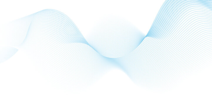 Vector Abstract crave wavy thin blend line on blue and white gradient Technology, data science, geometric border. Isolated on white wave element for design background.