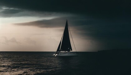sailboat cruising in the ocean during sunset