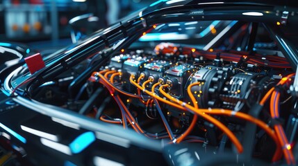 A main wiring harness being carefully routed through the chassis of a race car, emphasizing the importance of lightweight design and optimal performance in motorsports.
