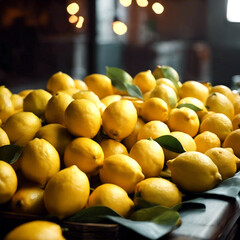 Lemons freshly displayed at a vibrant market, bursting with natural goodness