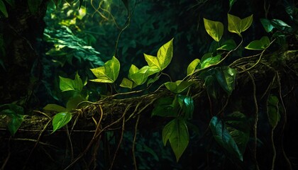 vine plant branch creeper leaf green liana tropical nature - obrazy, fototapety, plakaty