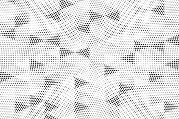 Halftone vector background. Monochrome halftone pattern. Abstract geometric dots background. Pop Art comic gradient black white texture. Design for presentation banner, poster, flyer, business card.