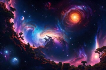 scene with stars and nebula