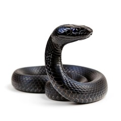 Obraz premium Black Mamba snake standing side view isolated on white background, photo realistic.