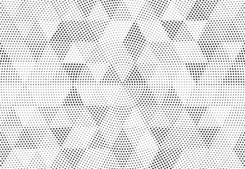Halftone vector background. Monochrome halftone pattern. Abstract geometric dots background. Pop Art comic gradient black white texture. Design for presentation banner, poster, flyer, business card.