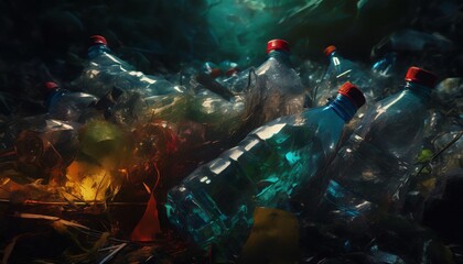 disposed empty plastic water bottles