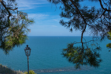 Beach of the Two Sisters in Italy, Numana. Beautiful view of the popular sea beach.