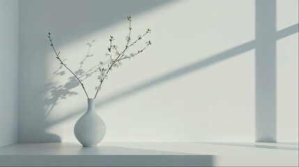 a white vase sitting on top of a white table with flowers