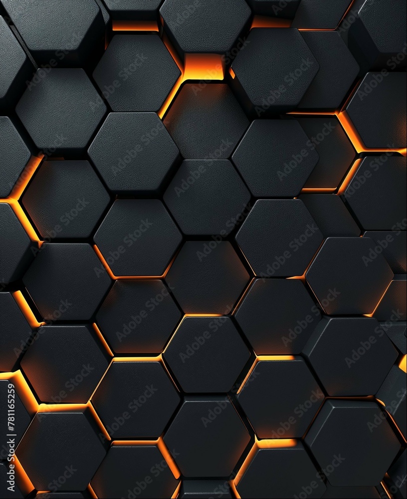 Sticker a large, dark and hexagonal background with orange glow