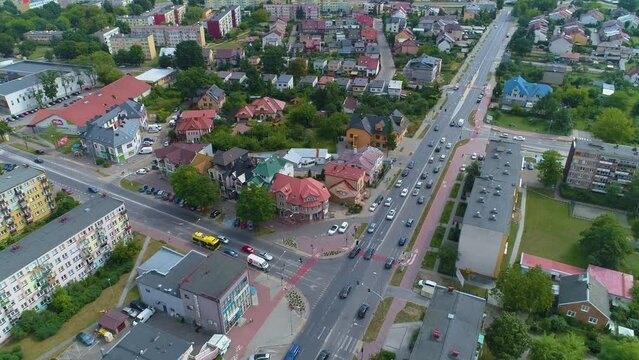 Downtown Ulica Listopada Ostroleka Aerial View Poland