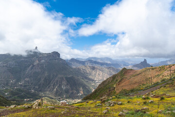 Beautiful landscape of Roque Nublo from a viewpoint. Gran Canaria, Spain