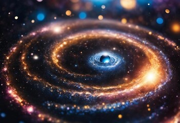 AI generated illustration of a spiral galaxy with a black hole at its center