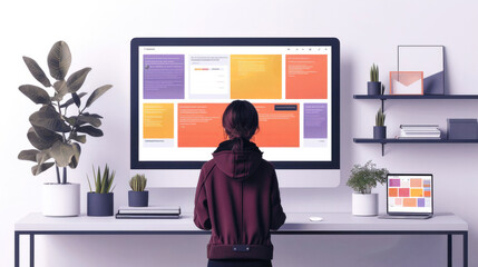 Enhancing project organization with a Kanban board on a laptop, showcasing efficient task prioritization for business success.