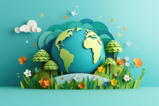 planet earth paper art illustration