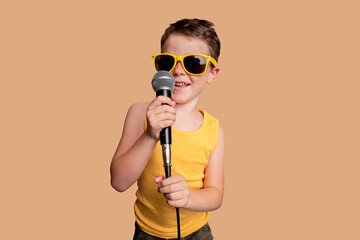 Young aspiring singer performs with enthusiasm