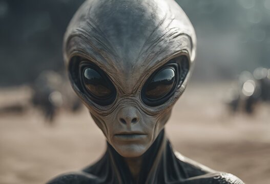 AI generated illustration of an alien facing the camera with a slight head tilt