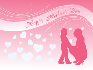 Vector Illustration of Mother's Day Greeting Card on Pink Background.