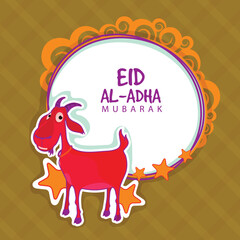Cute Goat with star, Beautiful greeting card design for Muslim Community, Festival of Sacrifice, Eid-Al-Adha Mubarak.