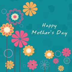 Happy Mother's Day celebration greeting card with colorful creative flower background.