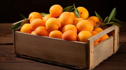Crate showcasing a collection of succulent and vibrant apricots