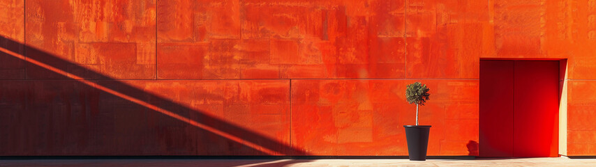 Red Wall with Angular Shadow