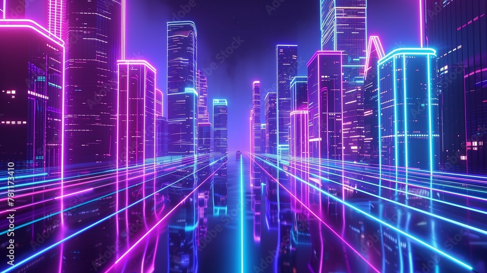 Wall mural ai generated illustration of a digital masterpiece envisioning a city of the future