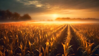 a field of corn at sunrise