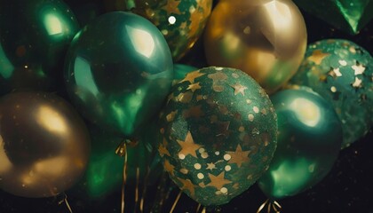 st patrick s day party decoration gold and green foil balloons of stars and round shapes