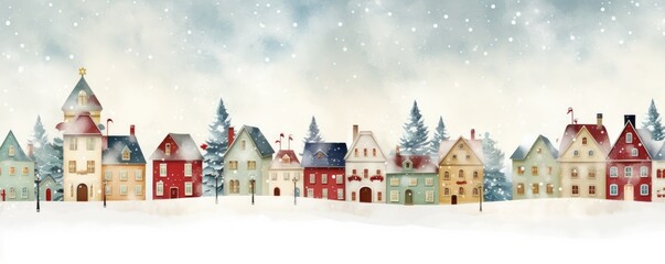 little town in winter at christmas time illustration