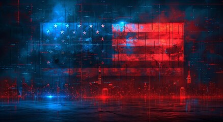 Naklejka premium Information flow in Cyberpunk Style World Abstract Background