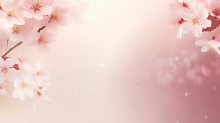 Pink Cherry Blossom Spread, Soft Focus, Ethereal Floral Wallpaper with Copy Space