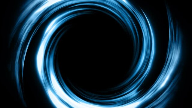 On a dark background, a whirlwind of white and blue, in the center of the free space. Animated abstract background for vertical and horizontal use.