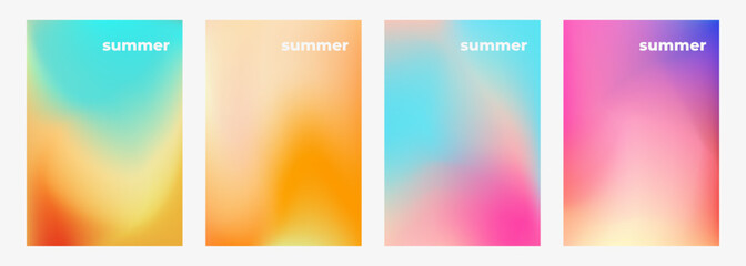 Fototapeta premium Summertime colors. Blurred backgrounds with bright color gradients for Summer season creative graphic design. Vector illustration.