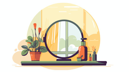 Home glass mirror. vector illustration 2d flat cart