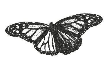 Butterfly with a retro photocopy and grain effect. 