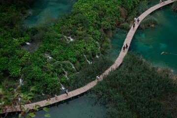 Hiking road in the Plitvice lakes in Croatia