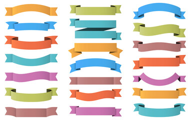 Colored ribbons on white background