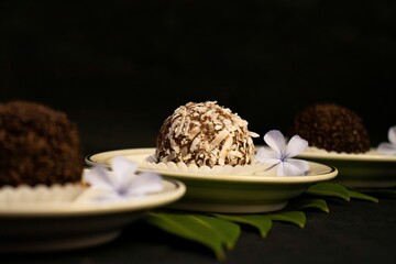 Closeup shot of delicious truffle candies