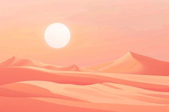 a desert with sand dunes and the sun