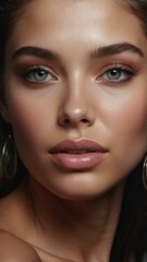 AI generated illustration of a beauitful young female with light makeup and green eyes