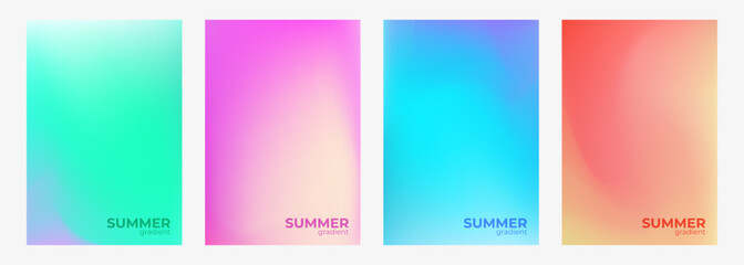 Summertime colors. Blurred backgrounds with bright color gradients for Summer season creative graphic design. Vector illustration.