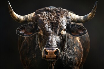 a close up of a bull