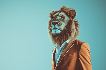 Regal Fusion: Lion-Man Fashion Portrait