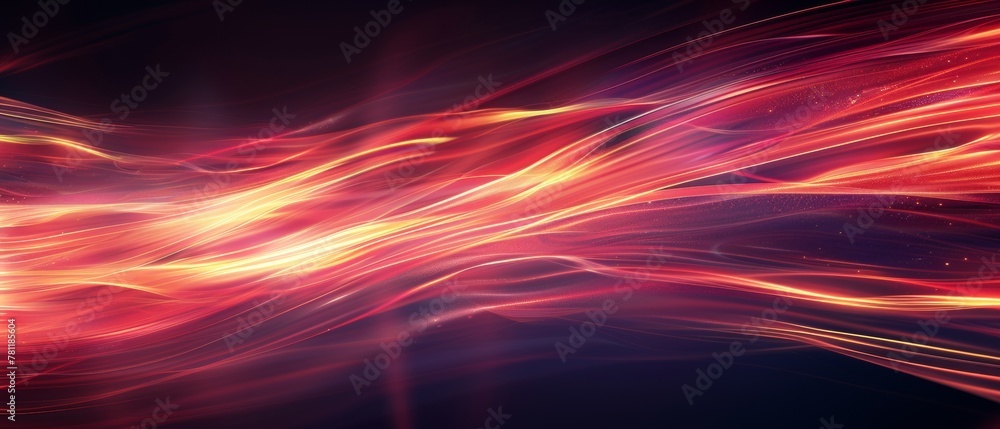 Poster dynamic red abstract with wave-like patterns and a fiery aesthetic.