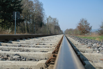 Railroad Track Perspective View in Daylight