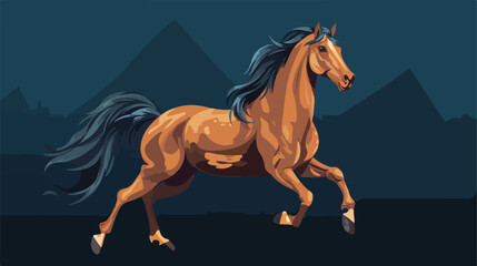 Horse vector image with dark background 2d flat car