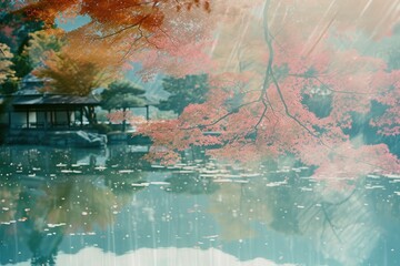 Fototapeta premium Ethereal Tranquility: Double Exposure Delight