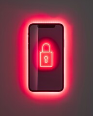 Mobile device displaying a lock on the screen, white background.
