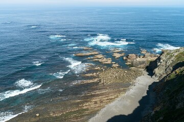 Aerial view of rocks in the sea on a sunny day