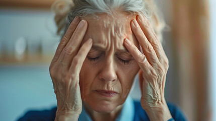 senior person having a headache